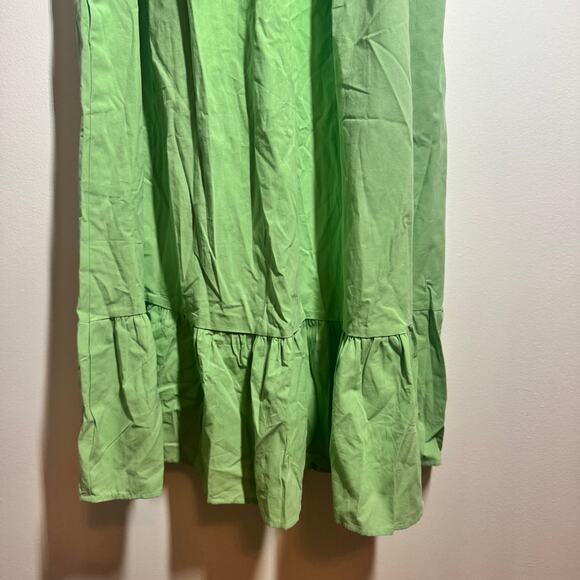 Lesserwing Dress Women Green Floral Embroidery Pocket Cottagecore Peasant - Picture 4 of 8